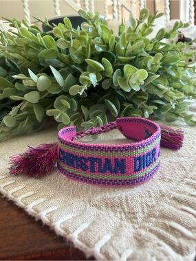 Christian Dior J’Adior Pink Woven Friendship Bracelet Tassel